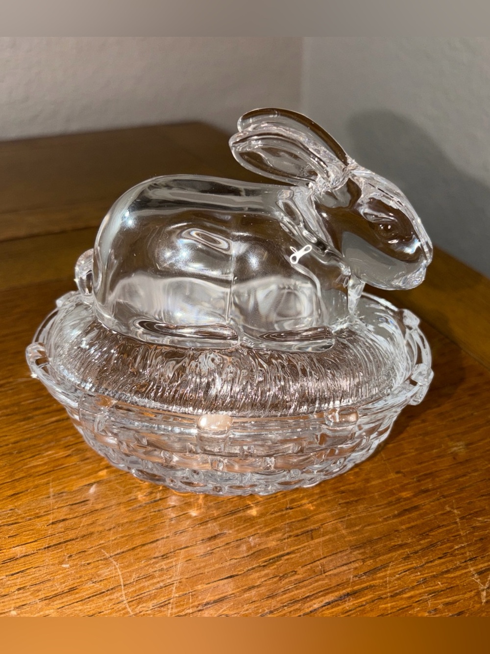 Glass Bunny On Nest Williams Sonoma with Tag Easter Glass Rabbit